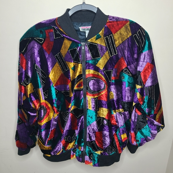 Kocal Jackets & Blazers - Vintage Velvet Bomber Jacket in Multicolor